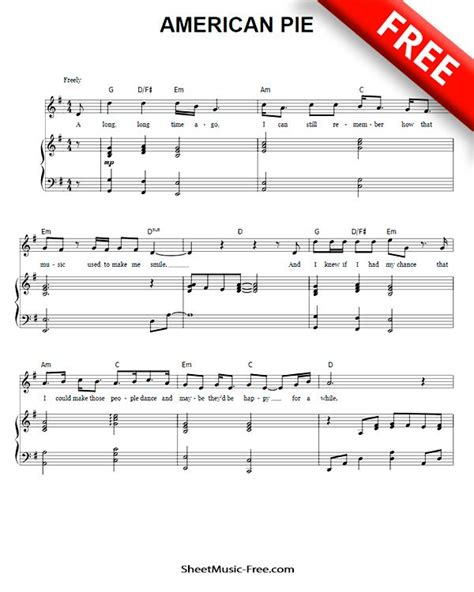 American Pie Sheet Music Don McLean | Sheet music, Sheet music pdf ...