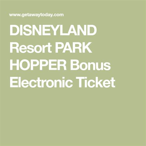 Disneyland Resort Park Hopper Bonus Electronic Ticket Electronic Ticket