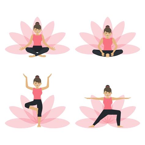 Illustration Vectorielle De Femme Plat Yoga Classe Pose