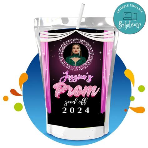 Prom Send Off Purple Capri Sun Customizable Template Diy Bobotemp