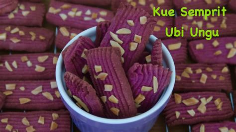 Resep Kue Semprit Ubi Ungu Kacang Almond Kue Kering Lebaran Youtube