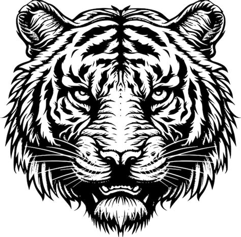 Premium Vector Tiger Head Silhouette Monochrome Vector