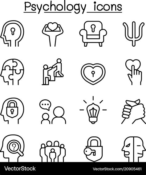 Psychology Icon Set In Thin Line Style Royalty Free Vector