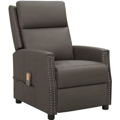 Vidaxl Fauteuil De Massage Inclinable Gris Similicuir Cdiscount Maison