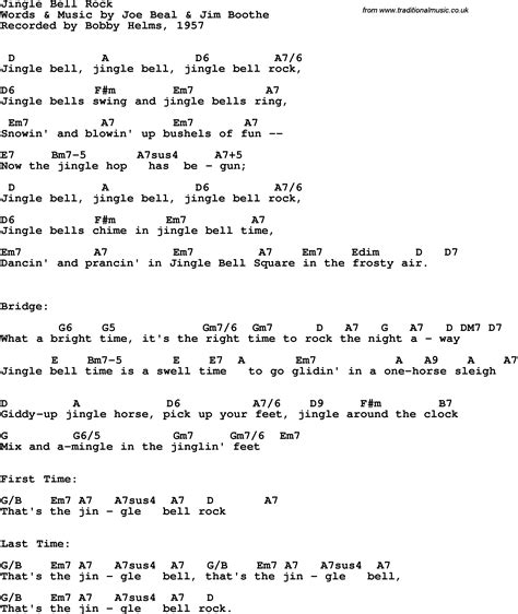 Song Lyrics With Guitar Chords For Jingle Bell Rock Bobby Helms