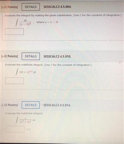 Solved Points Details Sesscalc Evaluate The Chegg