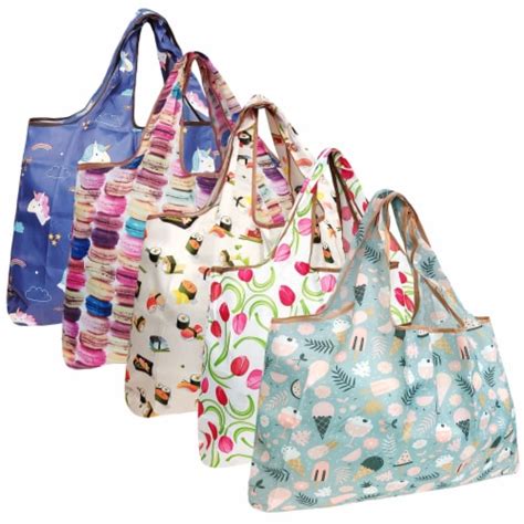 Wrapables Large Foldable Tote Nylon Reusable Grocery Bags 5 Pack Fantasy Treats 5 Pieces Kroger