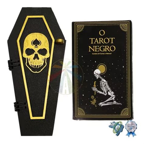 Baralho Tarô Negro Oráculo C22 Cartas Caixa Tarot Caixão