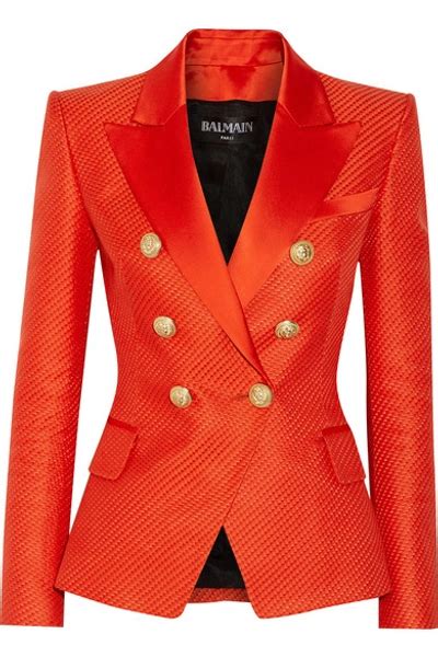 Balmain Duchesse Satin Trimmed Woven Cotton And Silk Blend Blazer Modesens