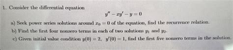 Solved Consider The Differential Equation Yxyy A Chegg