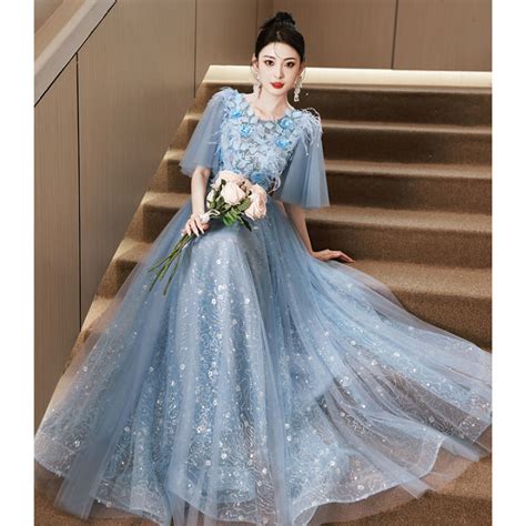 Eaglely Blue Fairy Evening Dresses Luxury High End Dinner Anual