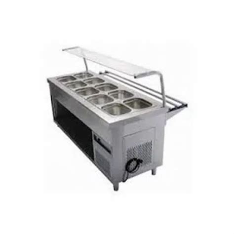 Silver Rectangular Bain Marie Counter With Containers For Commercial