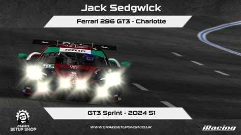 IRacing 24S1 Ferrari 296 GT3 GT3 Sprint Charlotte Jak YouTube