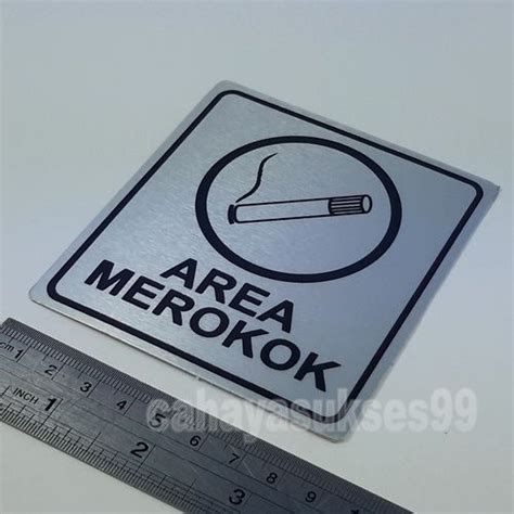 Sticker Plat Anodizing Aluminium Printing Sign Tanda Area Merokok Cm X