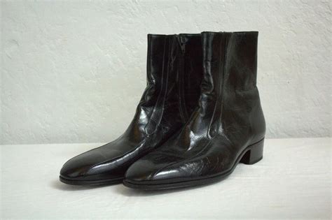 1960s Florsheim Imperial Black Leather Beatles Ankle Boots Dead