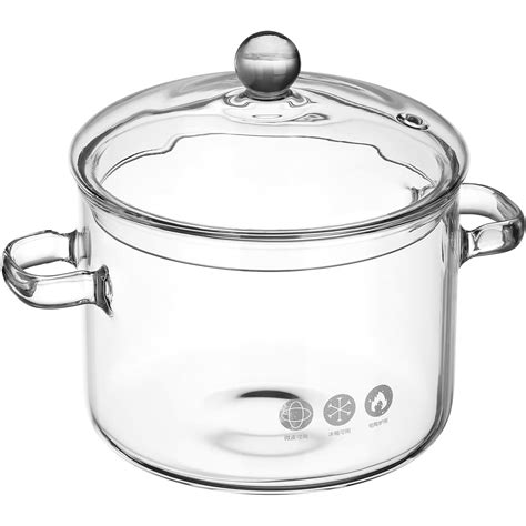 Household High Borosilicate Glass Soup Pot With Cover Clear Glass Pot