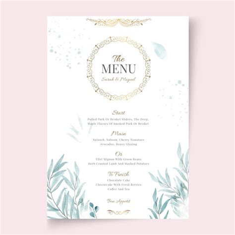 Free Vector | Floral wedding menu template