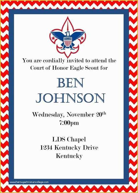 42 Eagle Court Of Honor Invitation Free Template Heritagechristiancollege