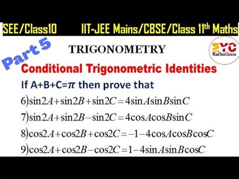 Trigonometry Conditional Trigonometric Identities Jee Math