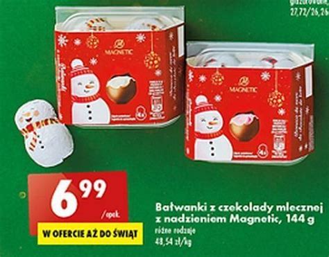 Promocja Bałwanki z czekolady mlecznej nadzieniem kakaowym magnetic