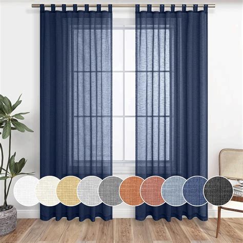 Amazon KOUFALL Navy Blue Sheer Curtains 108 Inches Long For Living