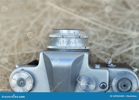 Retro Photo Equipment On The Background Of Hay Vintage Stock Image