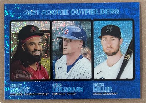 Topps Heritage Blue Sparkle Card Rookie Outfielders Ebay