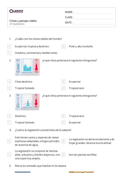 50 Clima Estaciones Hojas De Trabajo Para Grado 8 En Quizizz