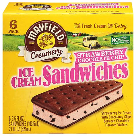 Mayfield Creamery Ice Cream Sandwiches Strawberry Chocolate Chip 6