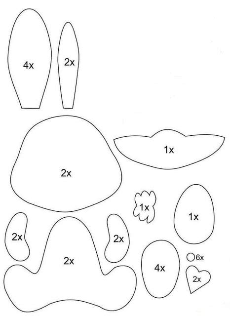 Molde De Coelho Pascoa Em Feltro Moldes Para Artesanato Em Tecido