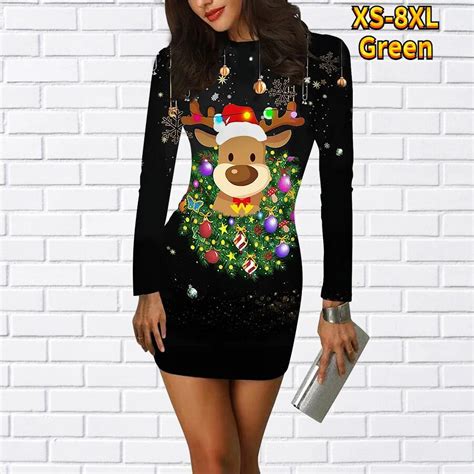 Fall Winter Women Elegant Sheath Dress 3d Printed Dress Fashion Long Sleeve Skirt Sexy Party