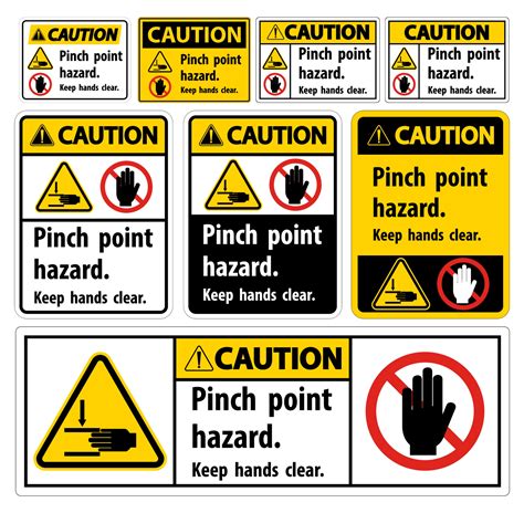 Caution Pinch Point Hazard Keep Hands Clear Symbol Sign Isolate On