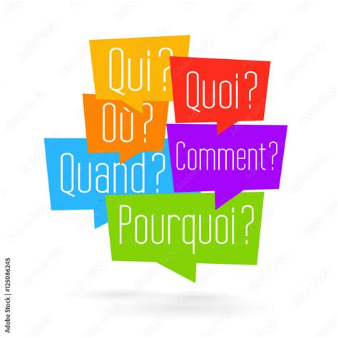 Bulles quoi qui où quand comment pourquoi Stock Vector Adobe