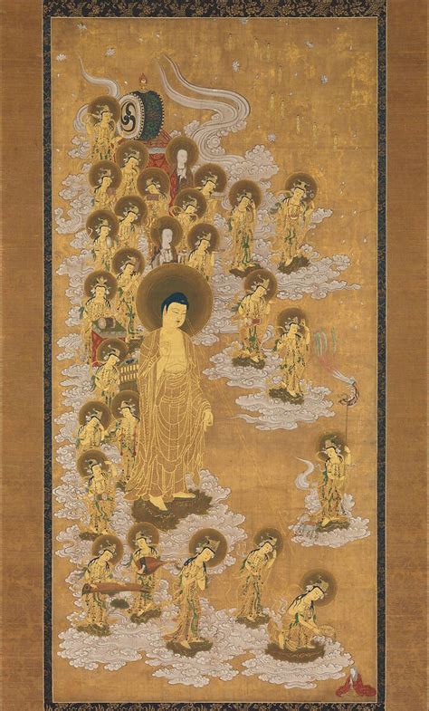 Welcoming Descent Of Amida Buddha And Twenty Five Bodhisattvas Japan