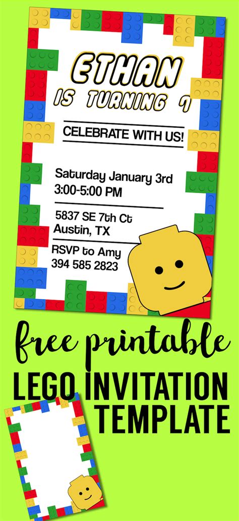 Blank Lego Invitation Template Prntbl Concejomunicipaldechinu Gov Co