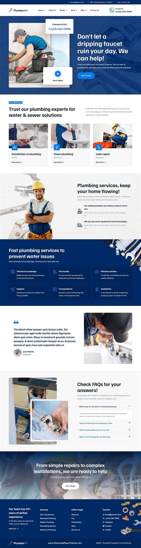 PlumberKit Plumbing Services Elementor Template Kit Plumbing