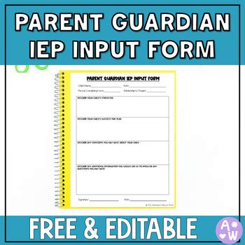 Parent Guardian IEP Input Form By The Alternative Way To Pre K TpT