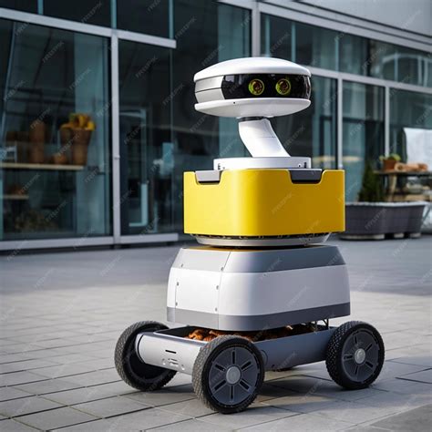 Premium AI Image | Autonomous robots deliver food to customers smart