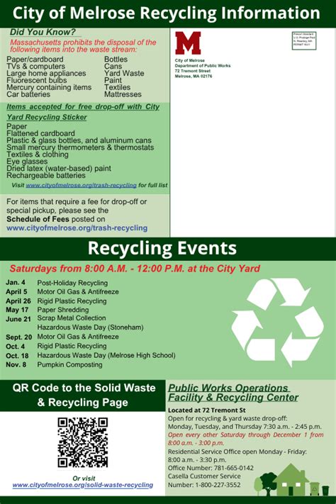 Curbside Collection Schedule | Melrose, MA