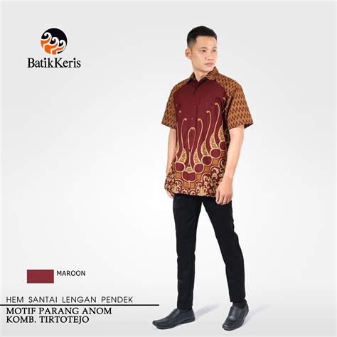 Kemeja Santai Batik Lengan Pendek Motif Parang Anom Kombinasi Tirtotejo