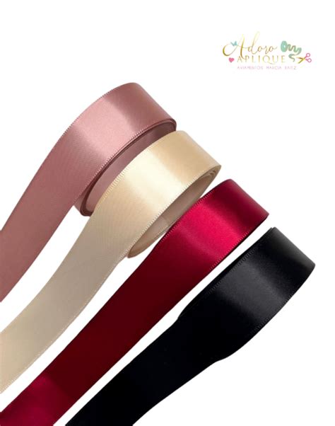 Fita Importada De Cetim Ribbon Preto Rose Cereja Ou P Rola Mm