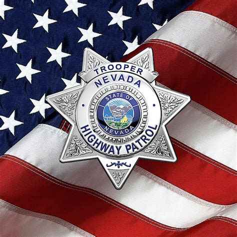 Nevada Highway Patrol N H P Trooper Badge Over American Flag Fleece