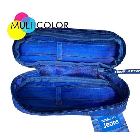 Astuccio Zip Tinta Unita Jeans Multicolor Colorificio Cartoleria