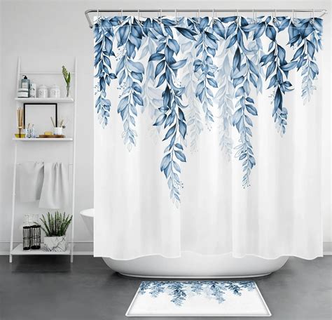 Refresh Your Bathroom With A Spring Inspired Watercolor Blue Leaf