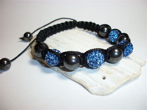 Shambala Bracelet With Hematite And Blue Pave Beads Shambala