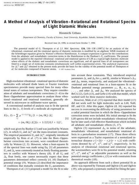 PDF A Method Of Analysis Of VibrationRotational And Rotational