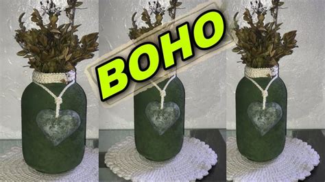 Pote De Vidro De Palmito Decorado Estilo Boho E Cer Mica Fake