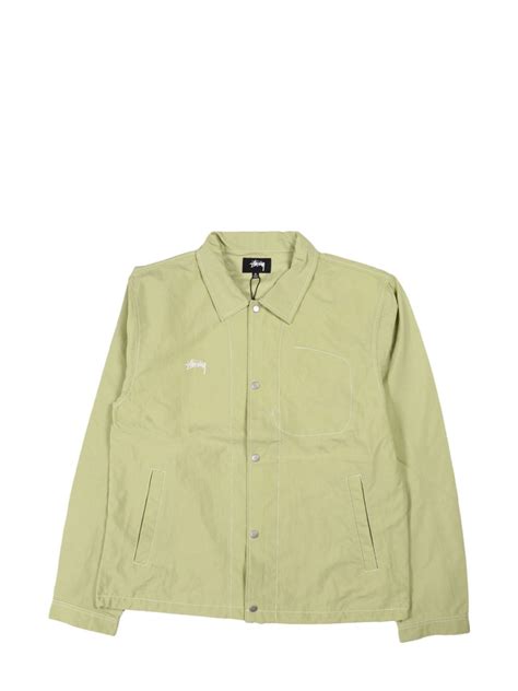 Stüssy logo embroidered Shirt Jacket グリーン FARFETCH JP