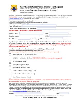 Fillable Online Rd Airlift Wing Public Affairs Tour Request Fax