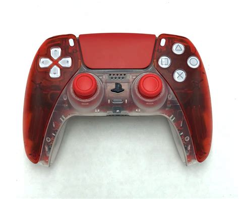 Custom Sony Wireless Controller PlayStation 5 PS5 - Transparent Red / Clear